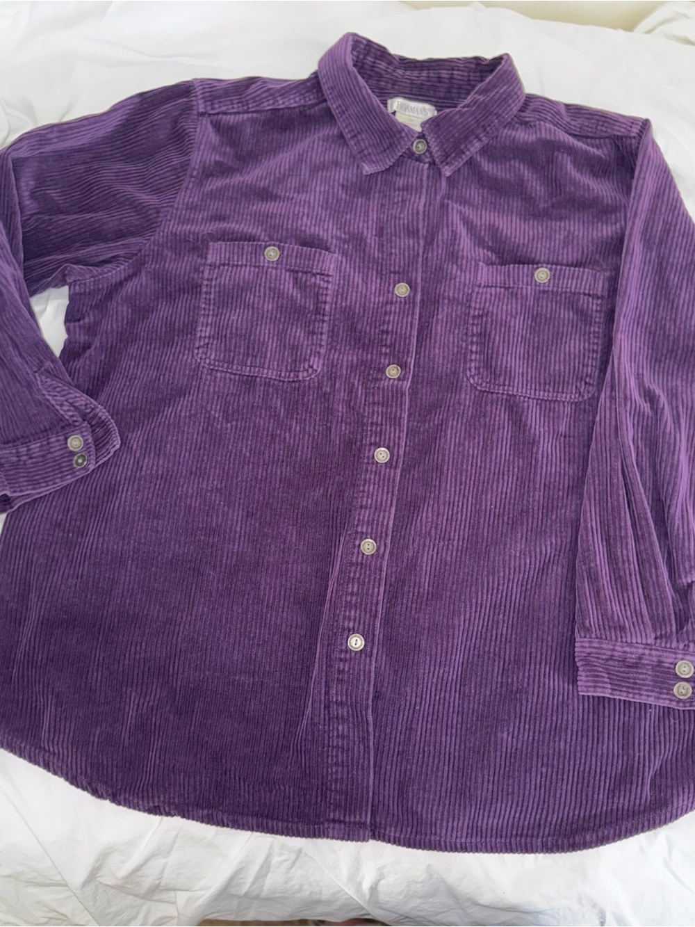 Vintage Y2K Roaman's Dark Plum Corduroy Button-Up Shirt